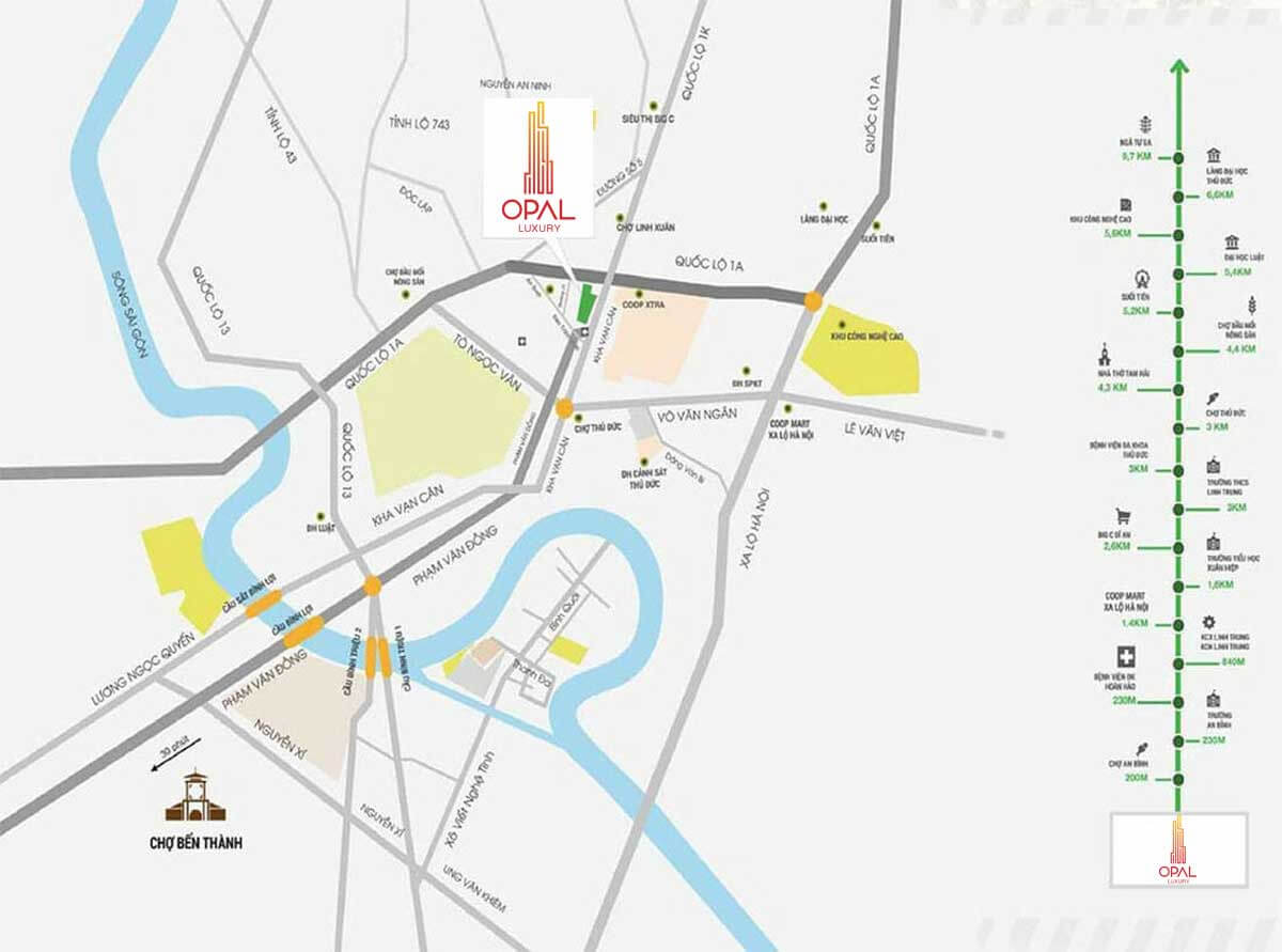Vị trí Opal Luxury Đất Xanh